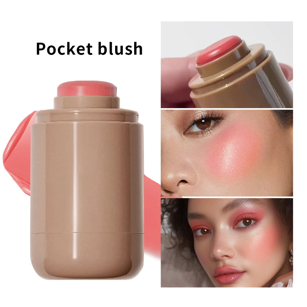 3-In-1Blush Stick Lasting Brightens Facial Cheek Stick Moisturizing Flash Lip Gloss Makeup Lip Gloss Face Rouge