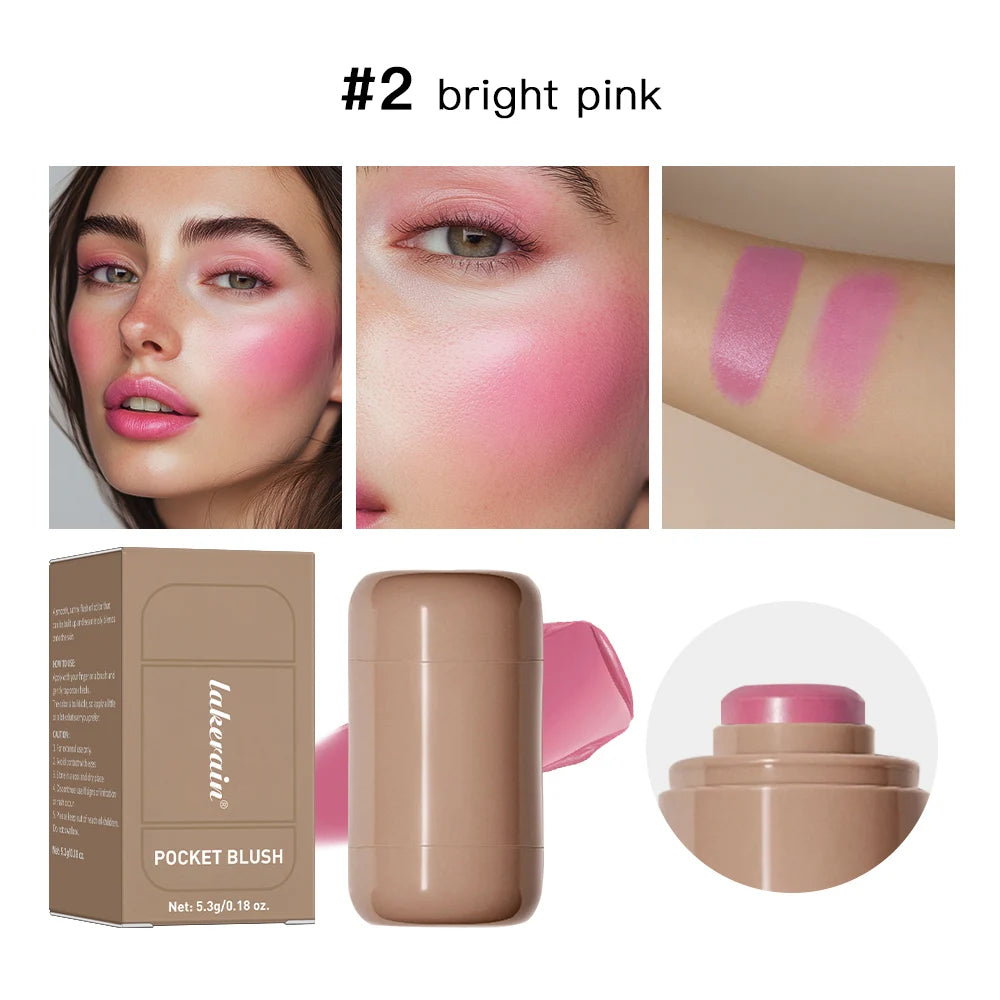 3-In-1Blush Stick Lasting Brightens Facial Cheek Stick Moisturizing Flash Lip Gloss Makeup Lip Gloss Face Rouge