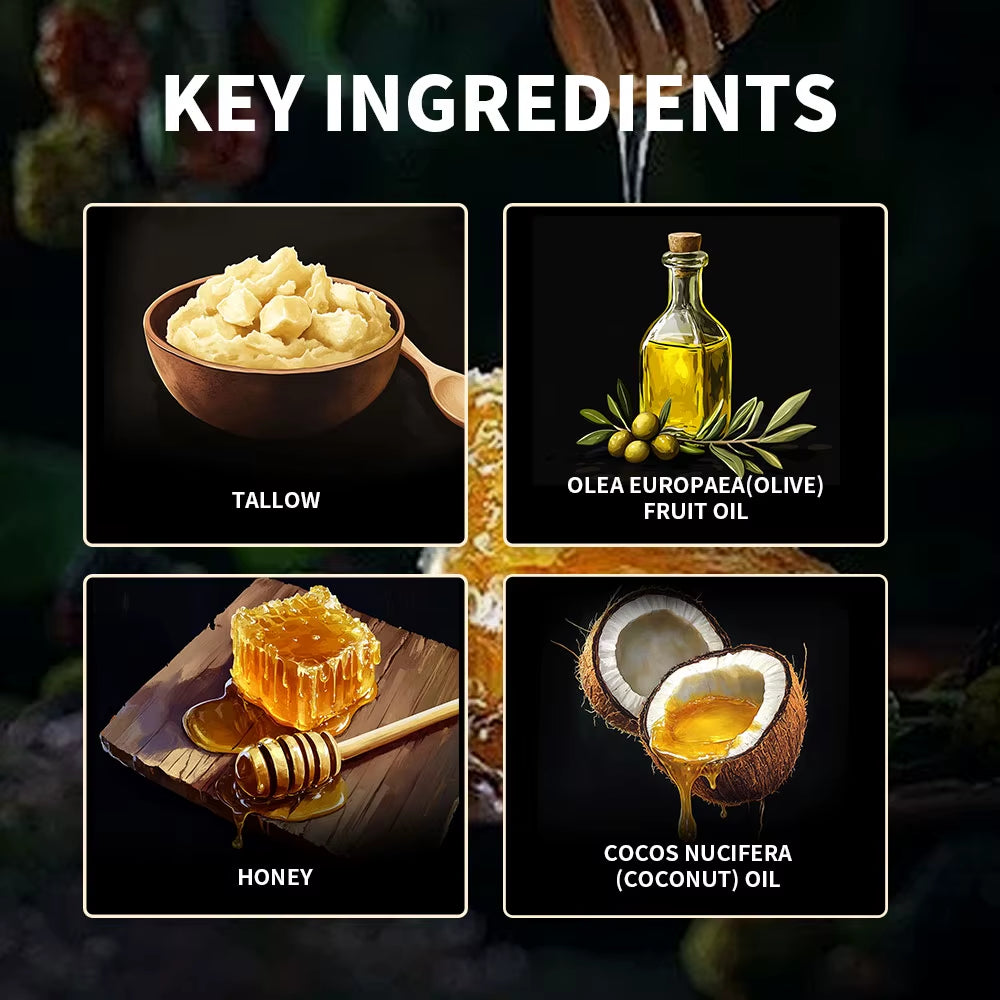 100G/3.5 0Z. Moisturize Tallow Honey Balm Whipped Beef Tallow and Manuka Honey Balm Moisturizer Body Lotion Skin Care&Lip Balm