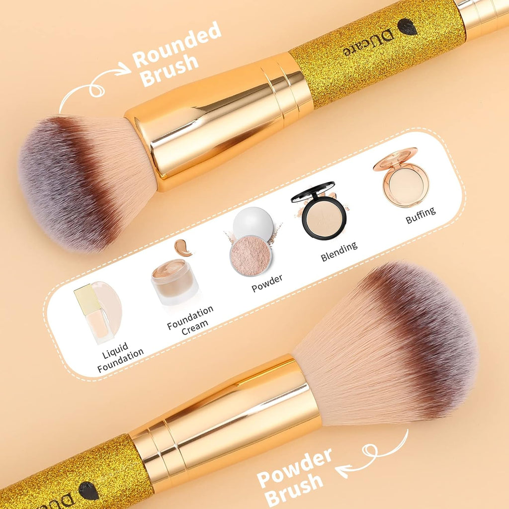 Foundation Powder Brush Double Ended Blush Makeup Brushes, Duo Bronzer Blush Ideal for Cream or Powder