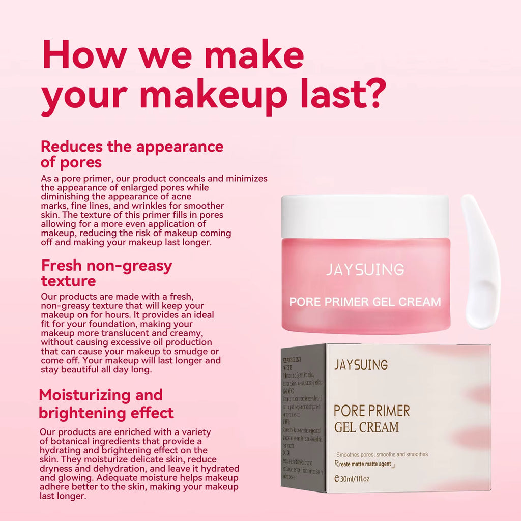 Facial Invisible Pore Primer Cream Long Lasting Base Makeup Natural Matte Oil Control Refreshing Moisturizing Face Isolation Gel