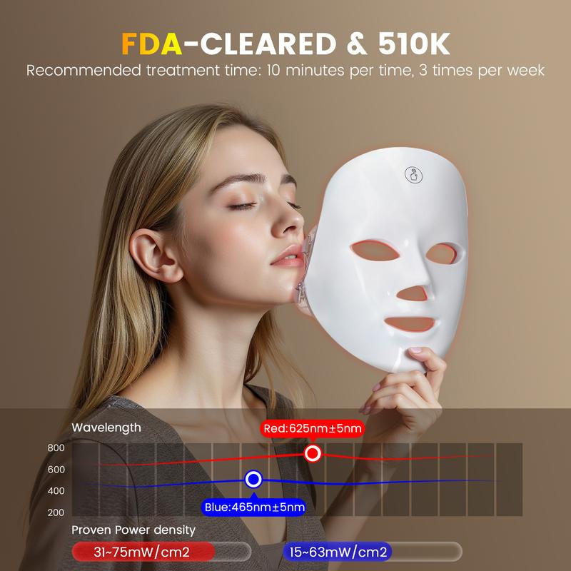 SHMHE Red Light Therapy Mask, 7-Color LED Photorejuvenation Mask, Daily Care Photorejuvenation, Wireless Charging, Ideal Gift for Women, Autumn and Winter Skin Care Facial Care Gift